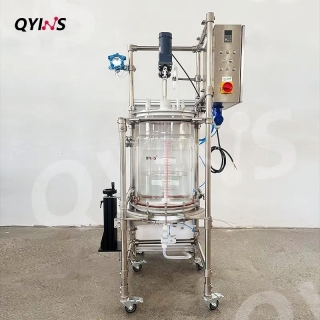 玻璃固相合成釜 過濾反應(yīng)釜 半自動(dòng)進(jìn)出料夾套全包50L